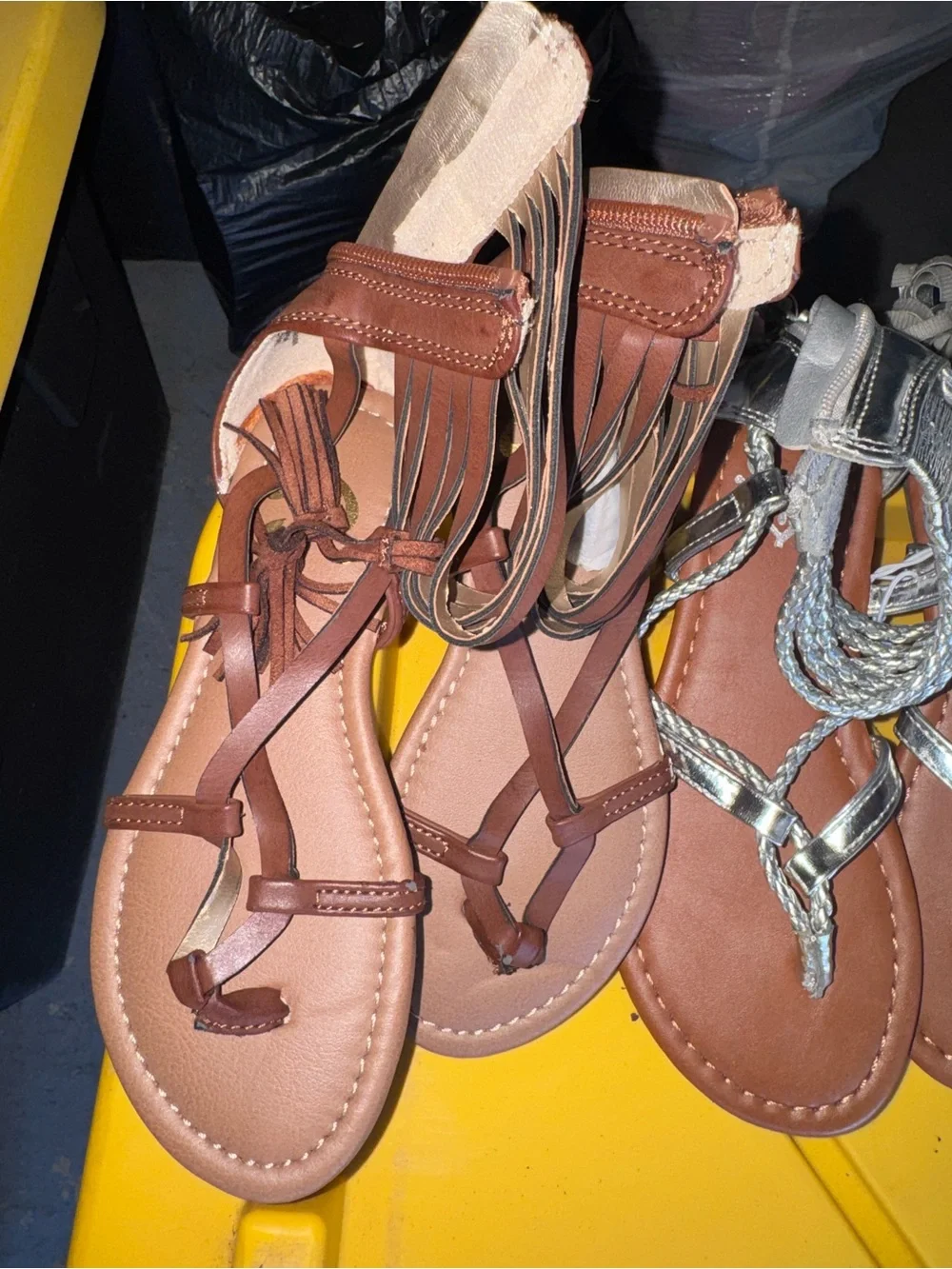Justice Girls Brown and Silver Gladiator Sandals